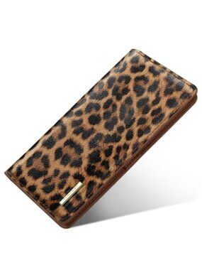 Womens Leopard Slim Bifold Wallet RFID Blocking Leather Card Holder Coin Zip